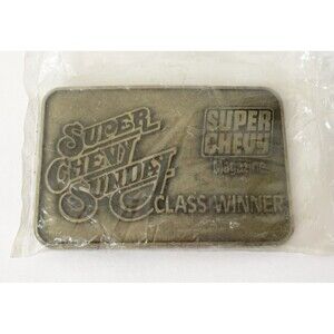Vintage Super Chevy Sunday Magazine Class Winner Belt Buckle Gold Color Car Show